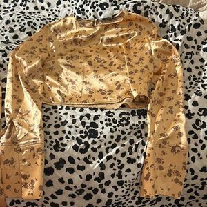 Tan and brown floral top size M ZARA part of set